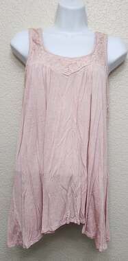 Unity World Wear Dusty Pink Lace Bodice Pleated Tank Top Medium Crisscross Back